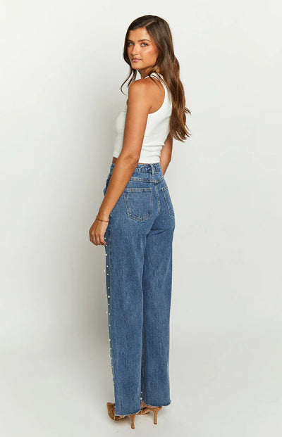 Detailed Mid-Waist Jeans