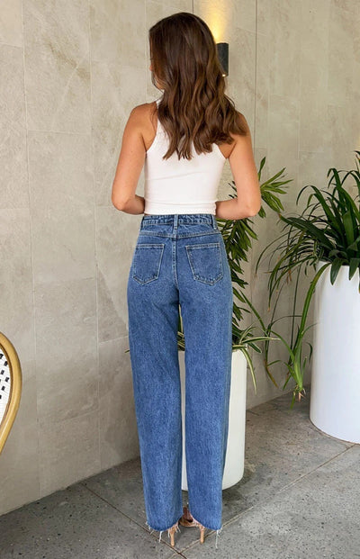 Detailed Mid-Waist Jeans