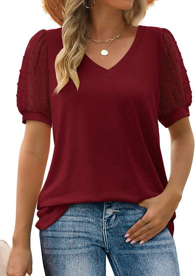 Rosie | Sheer Sleeve V-Neck Top